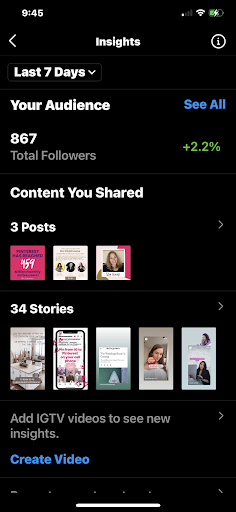 Instagram insights to see which post to share on Pinterest by Jen Vazquez Marketing Strategist 3