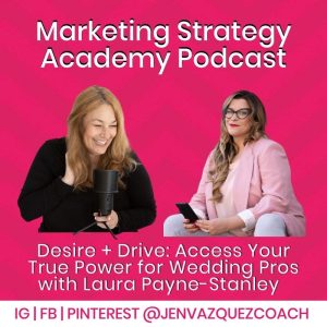 Desire + Drive Access Your True Power for Wedding Pros with Laura Payne-Stanley on Marketing Strategy Academy Podcast with host Jen Vazquez