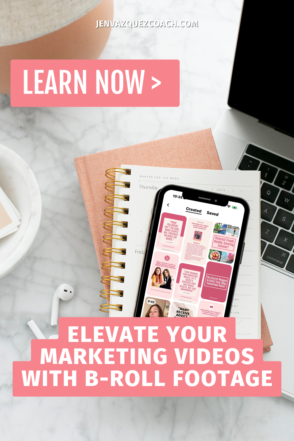 Elevate Your Marketing Videos with B-Roll Footage by Jen Vazquez Media Pinterest Manager and educator