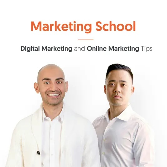 8 Must-Listen Podcasts for Actionable Marketing Tips and Expert Insights by Jen Vazquez Media - Marketing School Podcast with Neil Patel and Eric Hsu