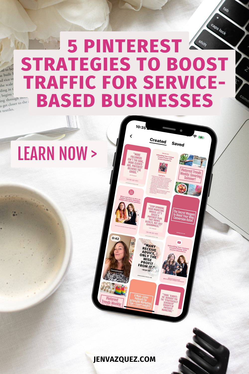 5 Pinterest Strategies to Boost Traffic for Service-Based Businesses by Jen Vazquez Media