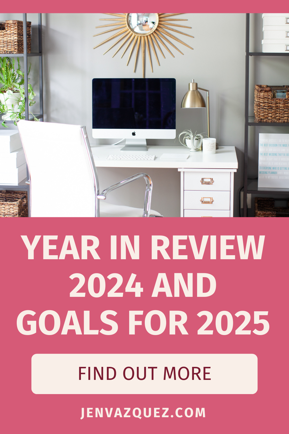 Pinterest Pin Text Overlay: Year in Review 2024 and Goals for 2025 by Marketing Duo Podcast with Jen Vazquez and Cinthia Pacheco of Digital Bloom IQ